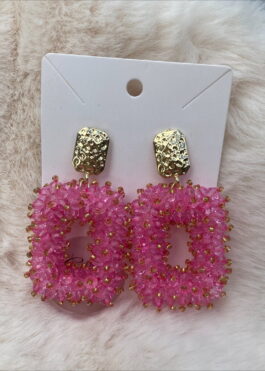 luxe oorbellen fel roze/ goudkleurig
