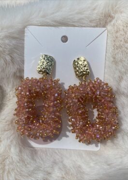 luxe oorbellen rose/ goudkleurig
